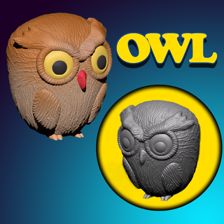 cute owl art sculpt low poly toy 3d print model - Mito3D