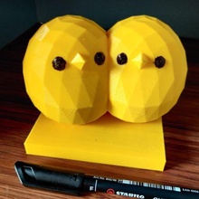 cute pair birds poly bird polygon model chubby sculpture ornament decoration cuddle 3d print model - Mito3D