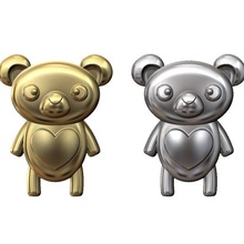 cute panda bear pendant charm 3d print model jewelry love heart teddy jewellery printable fashion gold silver sterling necklace simple hiphop miniature relief keychain figurine pendants 3d print model - Mito3D