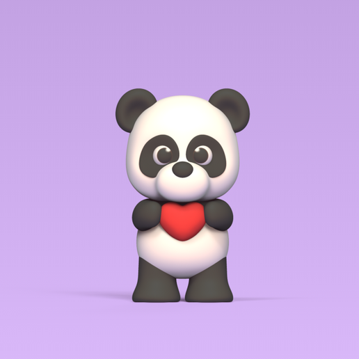 cute panda heart art pand
