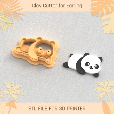 cute panda summer clay cutter tools earring turtle beach shell 3d print model - Mito3D