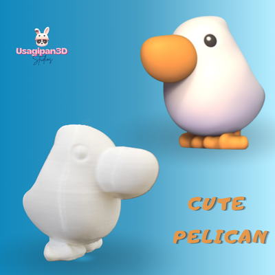 mignonne pélican art animal amusement dessin animé oiseau sculpture miniature décoratif jouer jouet statue préscolaire 3d print model - Mito3D