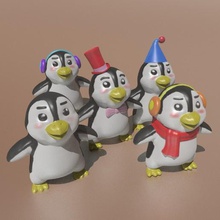 lindos pingüinos conjunto de 5 art la animación pixar pokemon popular juguete diversión lindo animal pingüino 3d print model - Mito3D