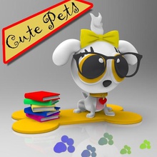 cute pets collectibles aghata art animals bone books puppies dogs chibi dog 3d print model - Mito3D