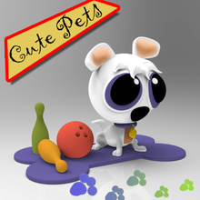 cute pets collectibles ian art bowling animals bone puppies dogs chibi dog 3d print model - Mito3D