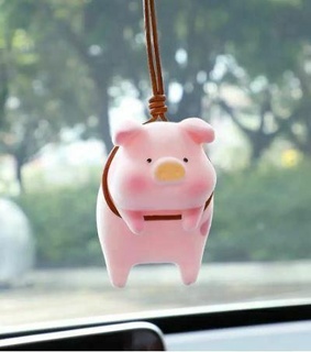 mignonne porc accessoire pendaison voiture pendentif Chariot style 3d print model - Mito3D