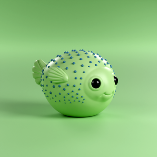 Şirin tampon balık karikatür heykel dekoratif dekor eğlence komik oyuncak hayvan 3d print model - Mito3D