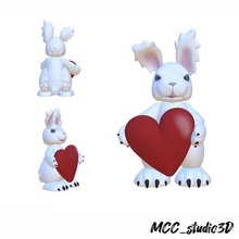 cute rabbit heart 3d print model - Mito3D