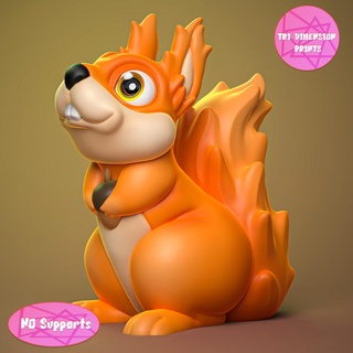 cute red squirrel supports Art printinplace flexi nosupports animal lion articulated bear 3d print model - Mito3D