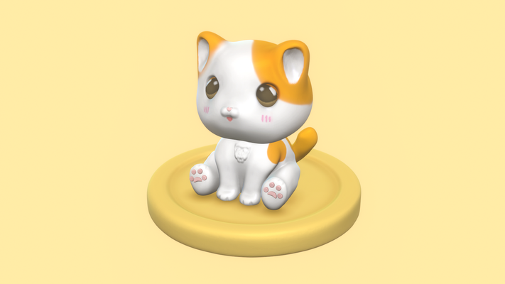 cute sitting cat toy decoration 3d print model - Mito3D