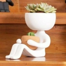 cute sitting pot art bowl planters kitchen home sculpt head 3d print model - Mito3D