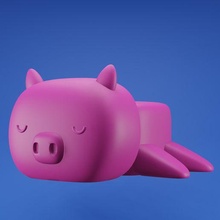 cute sleeping pig 3d print model - Mito3D