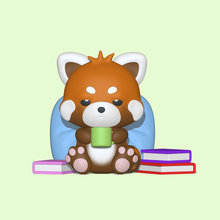 cute sleepy red panda decorate play books scenery sculpture miniatures 3d model cartoon figure toy other modeling decorating 3d print model - Mito3D