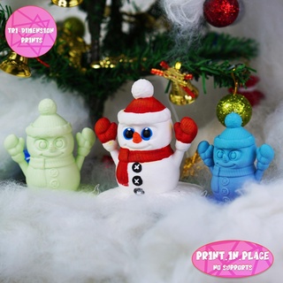 cute snowman supports Game snowman snow no supports christmas winter christmasdecor cute flexy flexable link toy articulated flyingunicorn valentine fidget print in place  3d print model - Mito3D