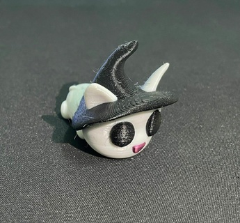 cute spooky cat witch hat 3mf bambu single color halloween 3d print model - Mito3D