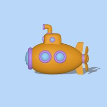 cute submarine decorate play a to and sculpture miniatures 3d model cartoon figure toy other modeling decorating ocean ship underwater 3d print model - Mito3D