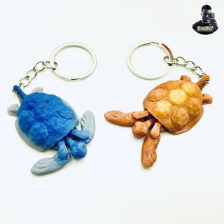 cute tiny turtle keychain - flexi fin articulated print place supports animal art sweet lovely shell reptile water key chain pendant easy flipper fast 3d print model - Mito3D