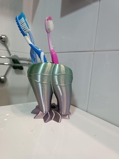 cute tooth-shaped toothbrush holder badroom tooth house gadjet funny enjoy elegant 3d print model - Mito3D
