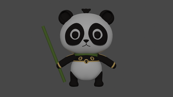 carina guerriero panda gioco carattere cartone animato stilizzato 3d print model - Mito3D