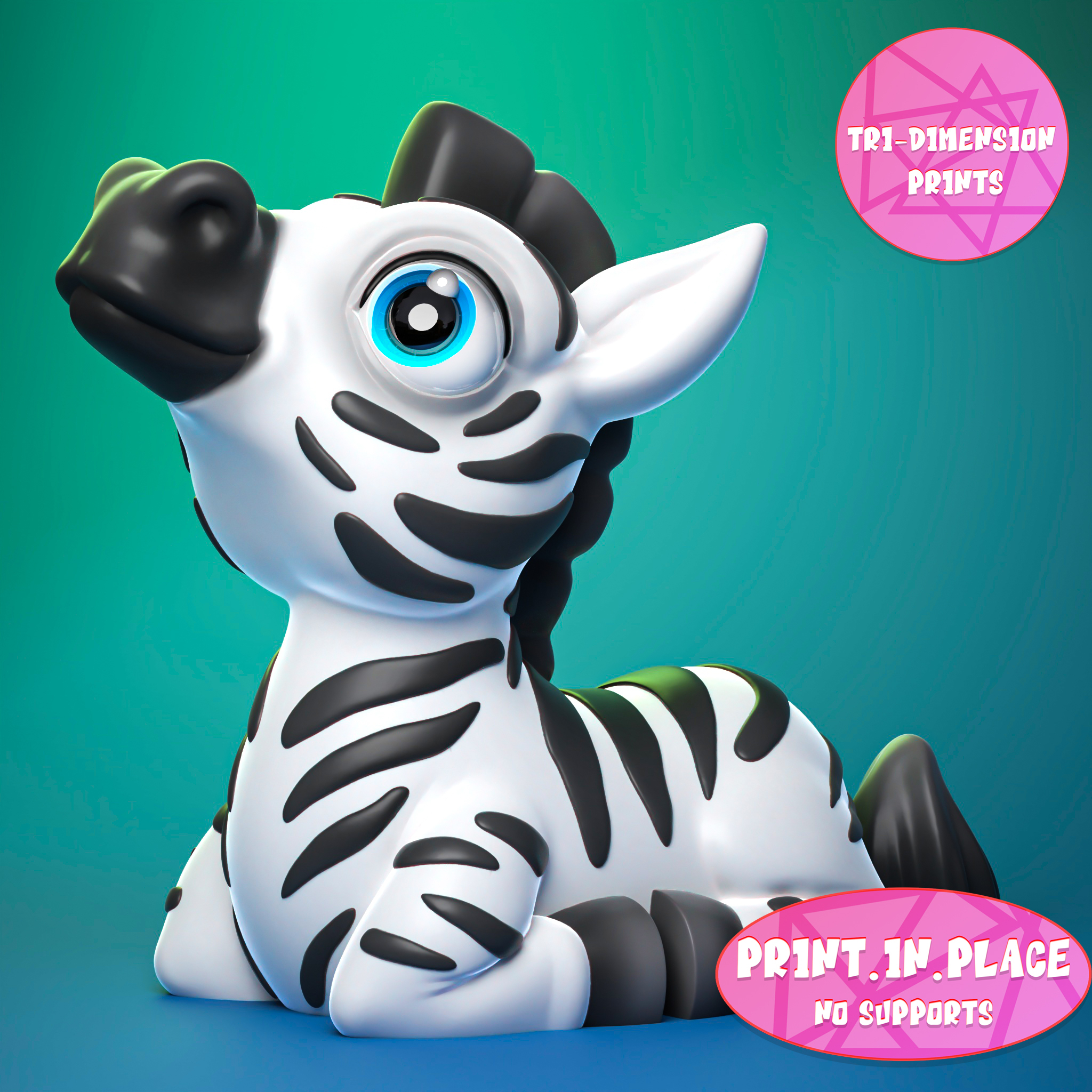 cute zebra print place printinplace flexi pig piggy nosupports animal lion articulated bear panda 3D print model - Mito3D
