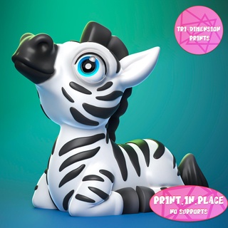 cute zebra print place printinplace flexi pig piggy nosupports animal lion articulated bear panda 3d print model - Mito3D