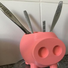 cutlery draining hanger home hog animal embellishment kitchen 3d print model - Mito3D