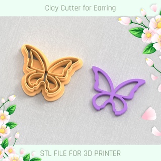 ausgeschnitten Schmetterling Frühling Lehm Cutter Werkzeuge Ohrring 3d print model - Mito3D