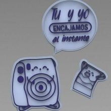 cutter + instant camera marker cookie fondant valentine's day february 14th couples phrase love friendship photos 3d print model - Mito3D