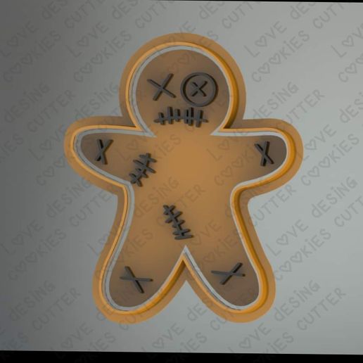 cutter + vodoo gingerbread marker cookie fondant marzipan mexican halloween ginger vodo 3D print model - Mito3D