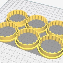 cutter 6 small doughs 3cm wavy 3d print model - Mito3D