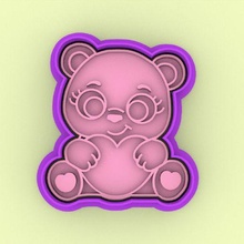 cutter bear - oso san valentine cookie love valentine's day heart carimbo stamp 3d print model - Mito3D