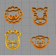 coupeur biscuit safari Lion zèbre singe girafe 3d print model - Mito3D