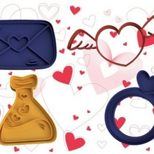kesici kurabiye sevgililer gün 2 mektup Aşk Valentin kalp keskin of kesmek kesme 3d print model - Mito3D