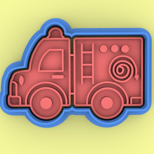 coupeur Feu camion biscuit sapeurs pompiers carimbo timbre 3D print model - Mito3D