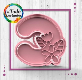 cortador letra c flores números letras corte sello Galleta estampadora floral 3d print model - Mito3D