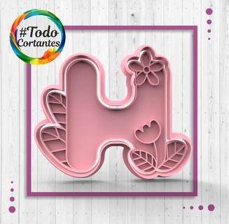 cortador letra h flores números letras corte sello Galleta estampadora floral 3d print model - Mito3D