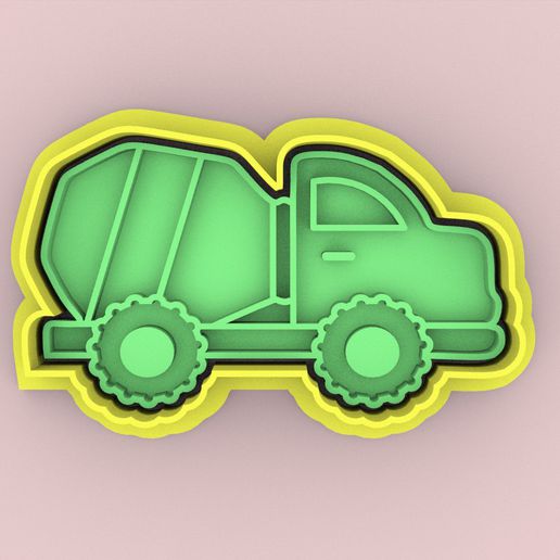 cutter mixer truck- truck cookie carimbo stamp 3D print model - Mito3D