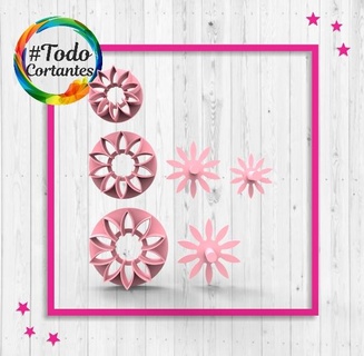 cutter set flower dhalia flowers nature floral relief framework cutting cookie mass cutters seal 3d print model - Mito3D