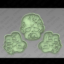 Cutter einstellen Zombie Marker Plätzchen Fondant Marzipan Halloween Gehirn Kopf Hände 3d print model - Mito3D