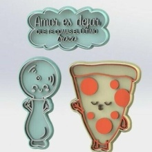 cortadores + pizza marcador biscoito cortador fundente namorados fevereiro 14th casais frase amar amizade 3d print model - Mito3D