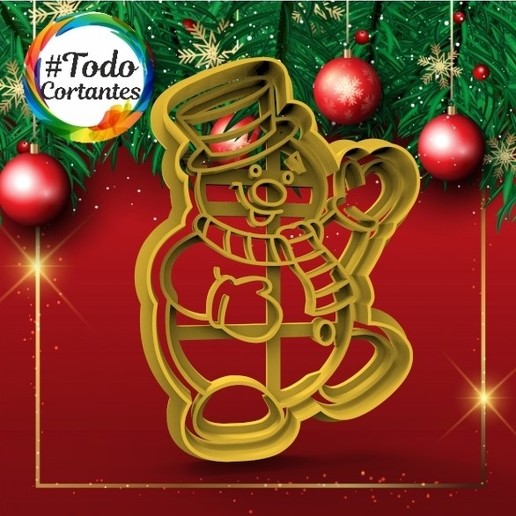 corte Navidad monigote nieve Felicidades fiestas contento Días festivos 2021 año agudo afilado Galleta cortador masa masas pastel tortas magdalenas bricolaje diy 3d cortadores panadería porcelana cerámica cerámico 3D print model - Mito3D