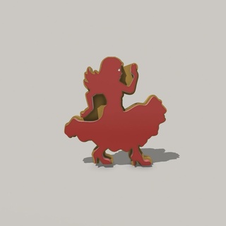 kesme dansçı emoji Naber ikon kırmızı Sarı mutfak 3d print model - Mito3D
