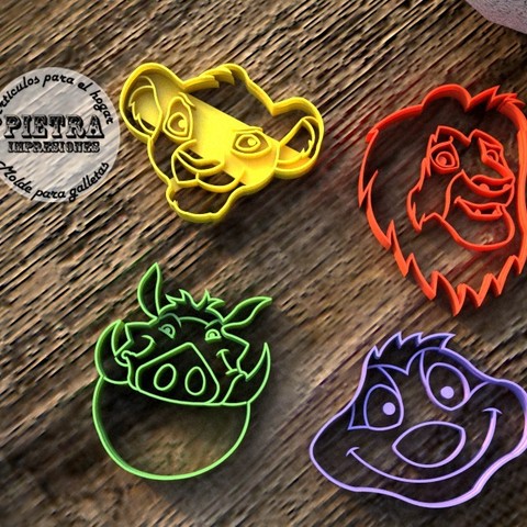 cutting mould fondant el rey leon biscuits home disney cookies cutters lukewarm king lion simba mufasa lala helm pumba 3D print model - Mito3D