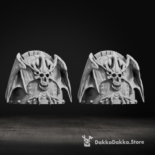 cw alado demônio ombro almofadas 3D print model - Mito3D