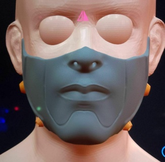 cyber assassin half mask cosplay dress cyberpunk facemask japanese oni 3d print model - Mito3D