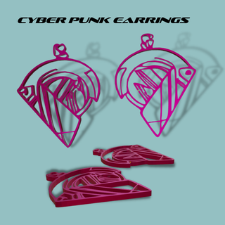 cyber punk boucles d'oreilles garde bijoux futuriste géométrique cyberpunk sci cosplay 3d print model - Mito3D