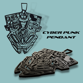 cyber punk chiave catena pendente cyberpunk futuristico geometrico collana orecchini grunge alternativa sci fi costume 3d print model - Mito3D