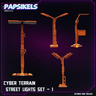 cyber terrain street lights set - 1 lighting lights street terrain props  3d print model - Mito3D