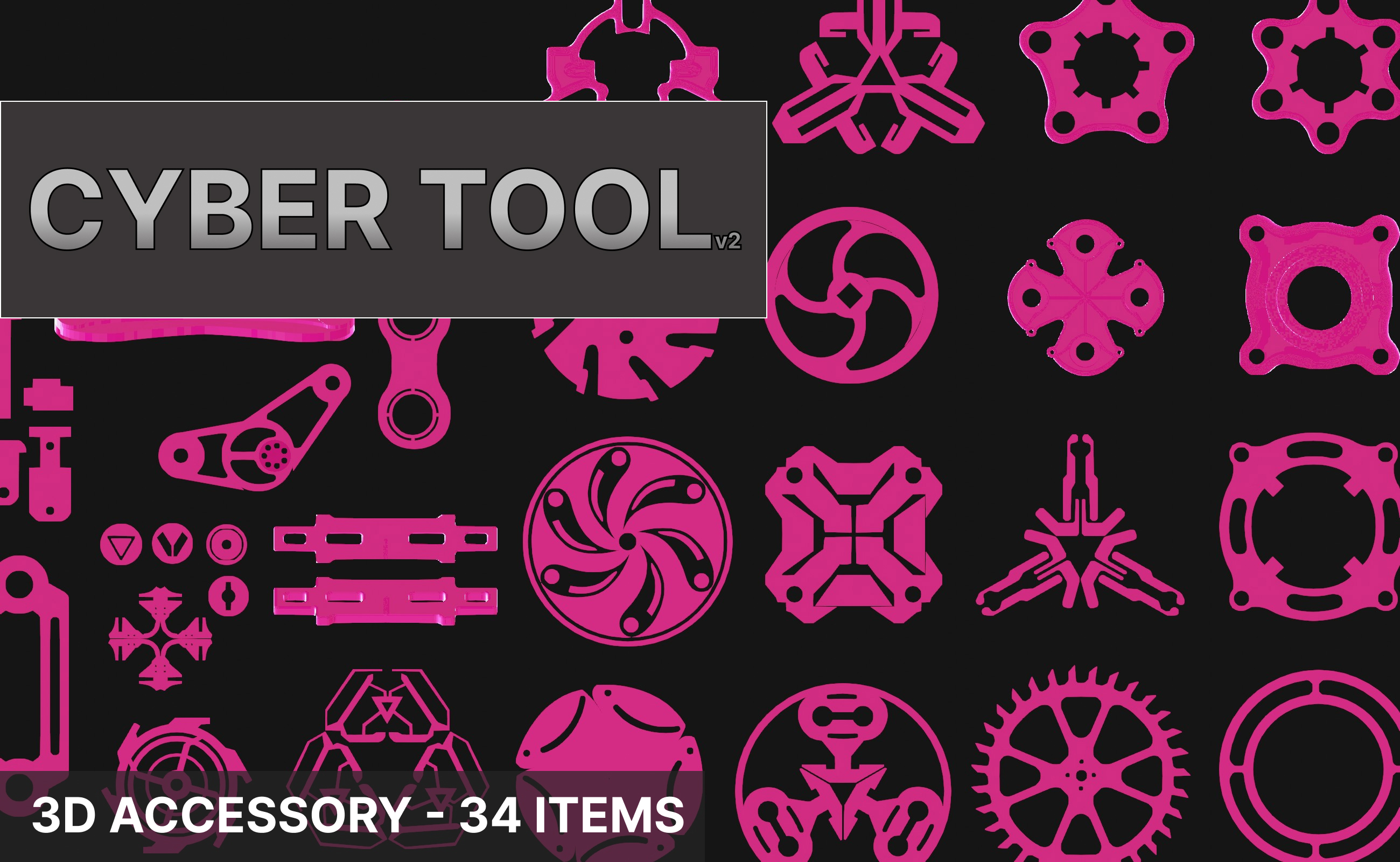 cyber tool - 3d accessory collection mechanical parts fan pistons precision modeling compatibility accessories durability assembly printing high-quality materials strict standards versatility robotics 3D print model - Mito3D