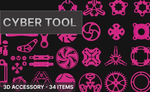 cyber tool - 3d accessory collection mechanical parts fan pistons precision 3d modeling compatibility accessories durability assembly 3d printing high-quality materials strict standards versatility robotics  3d print model - Mito3D